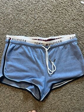 Tommy Hilfiger Light Blue and Navy Trim Lounge Shorts
